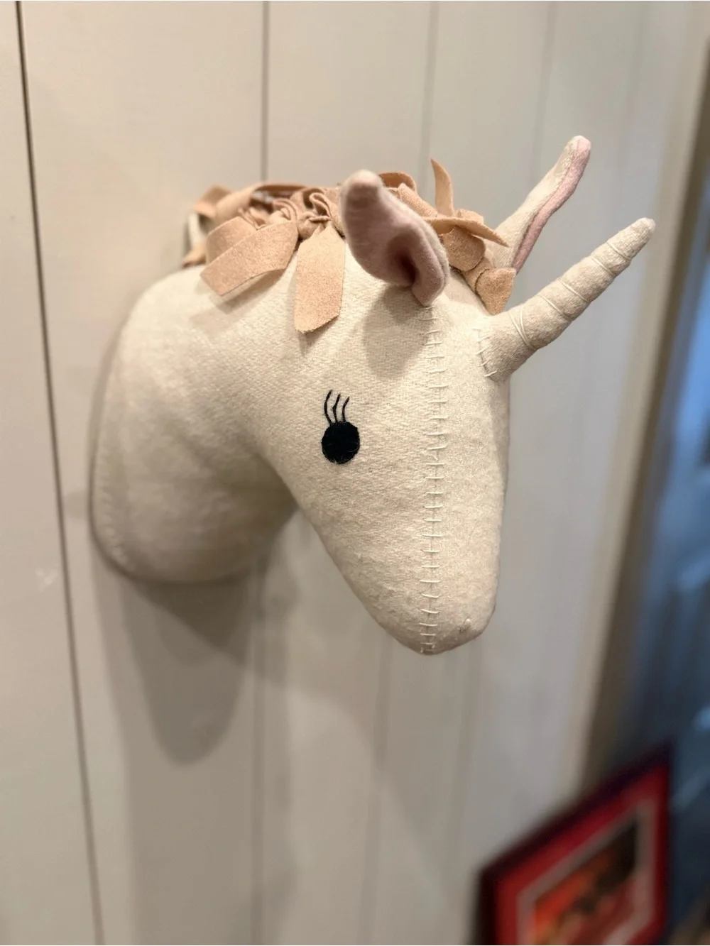 Plush Unicorn Wall Mount - Cream and Blush Kids Accessory